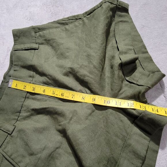 Express Midi High Rise Bermuda Linen Blend Shorts Green Sz 6 - Picture 7 of 9